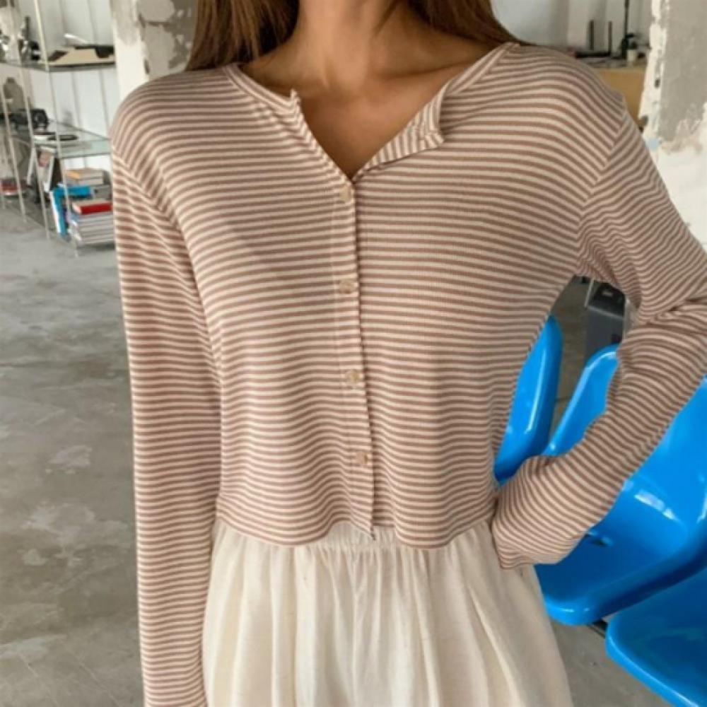 New ArrivalS Open Run Women S Stripe Ribbed No Collar Long Sleeve Cardigan