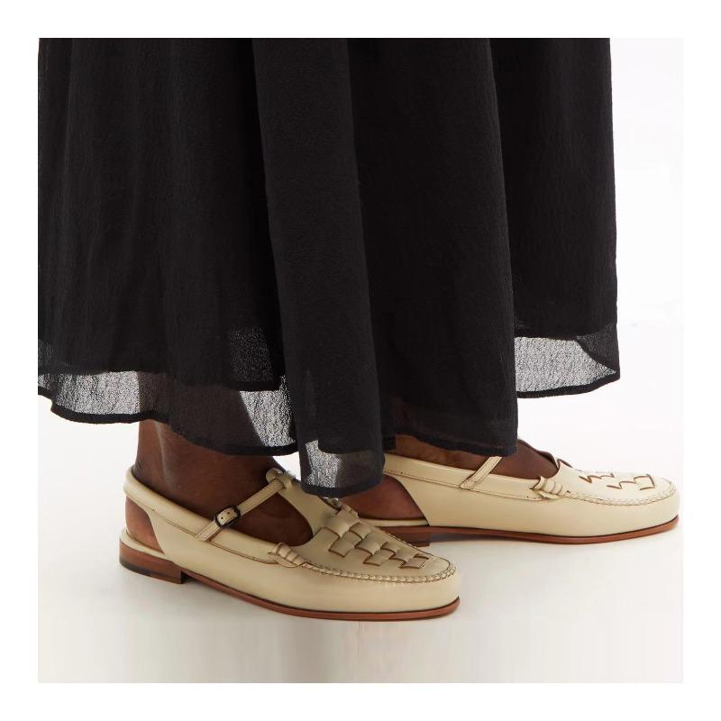 Fashion Breathable Sandals Retro Fashion Breathable Lightweight Flat Heel Buckle Casual One-strap French Women's Shoes Breathable