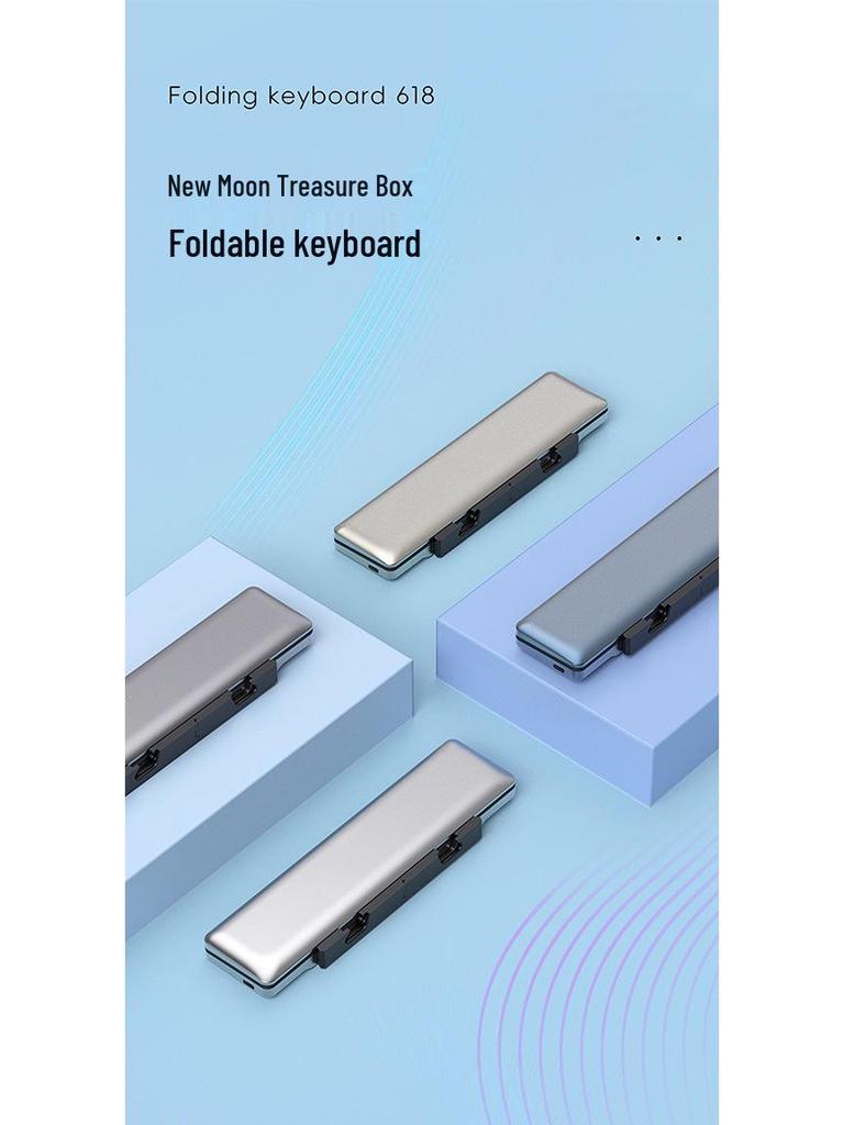 Portable Bluetooth Aluminum Alloy Folding Keyboard with Universal Phone/Tablet Stand, Silent Typing & USB-C Charging