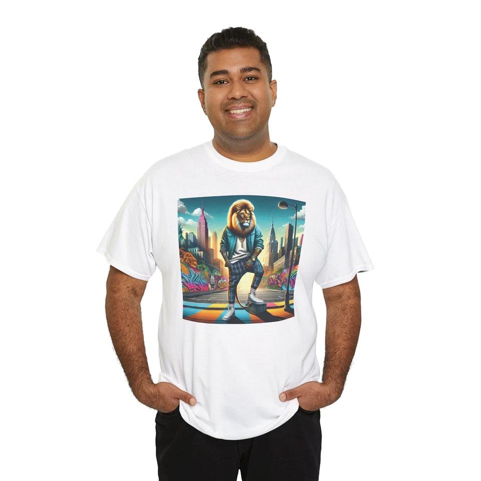 Urban Lion Unisex Tee, Streetwear Graphic Shirt for Animal Lovers, Lion Lover S