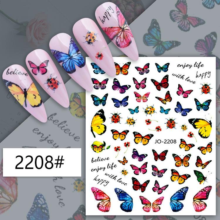 Butterfly Nail Stickers Colorful Butterflies Self Adhesive Transfer Sliders Wraps Manicures Foils DIY Decorations,Nail Art Tool
