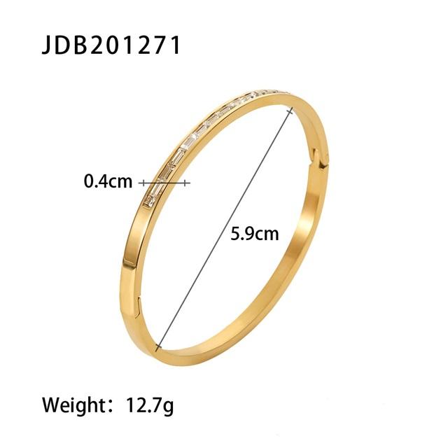 Youthway Gold Plated Stainless Steel Bangles Winter Stacking Cubic Zirconia Opening Bracelet For Women Jewelry Gift  New