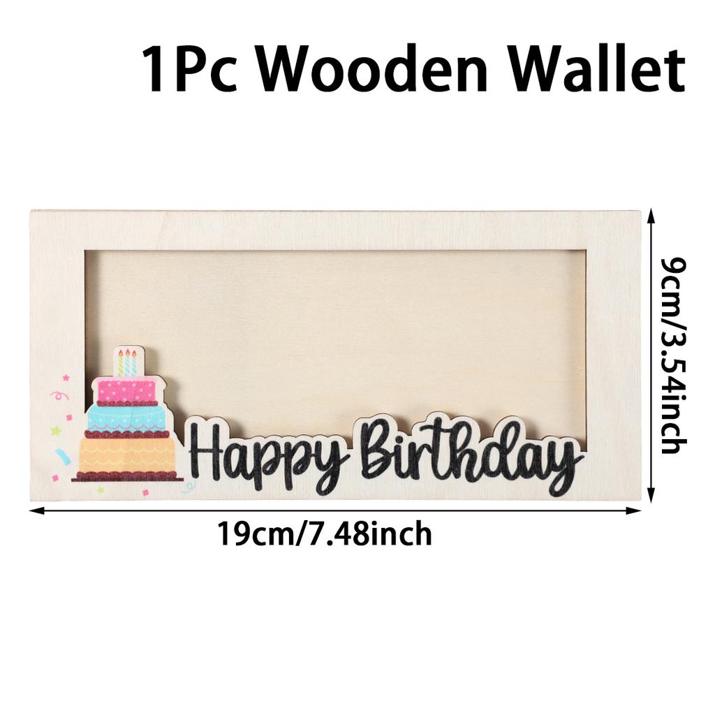 Birthday Wooden Wallet  Birthday Cash Wallet Gift Happy Birthday Party Decoration Kids Adult Birthday Party Supplies Favor