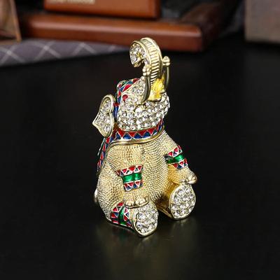 Třírozměrná sloní šperkovnice zdobená diamanty, smaltovaná řemeslná úložná schránka na šperky, vynikající ozdobný úložný box pro vstupní halu obývacího pokoje.