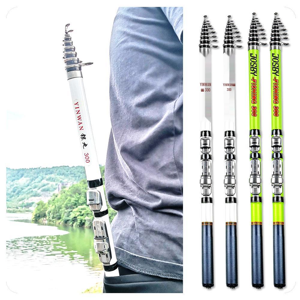 JOSBY Ultralight Telescopic Carbon Fiber Spinning Rod - Portable Fishing Rod for Travel (3.0m/2.7m/2.4m)