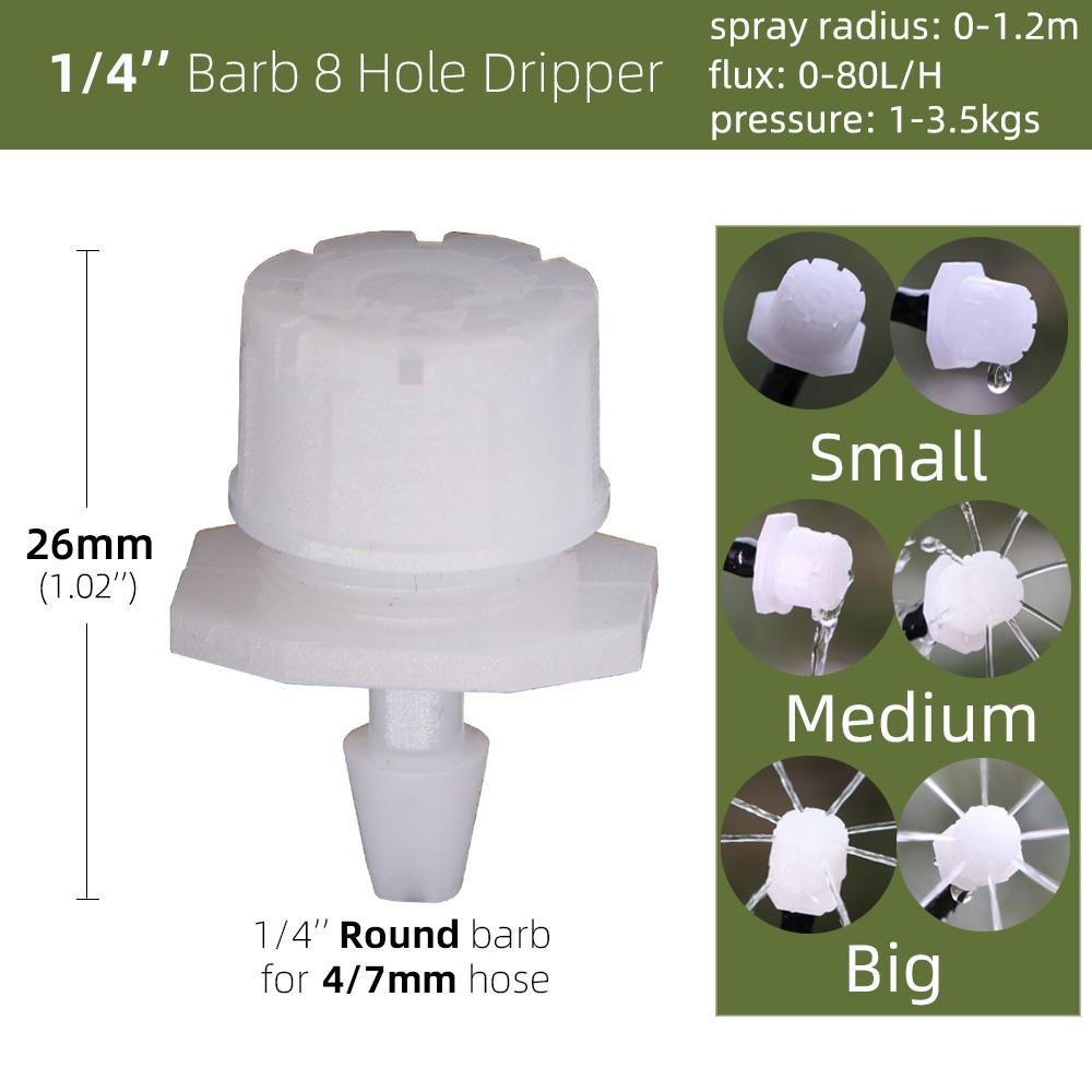 10-1000PCS Adjustable 8 Holes Dripper Sprinkler Garden Irrigation Nozzle Emitter Micro Drip Balcony Yard Greenhouse Watering