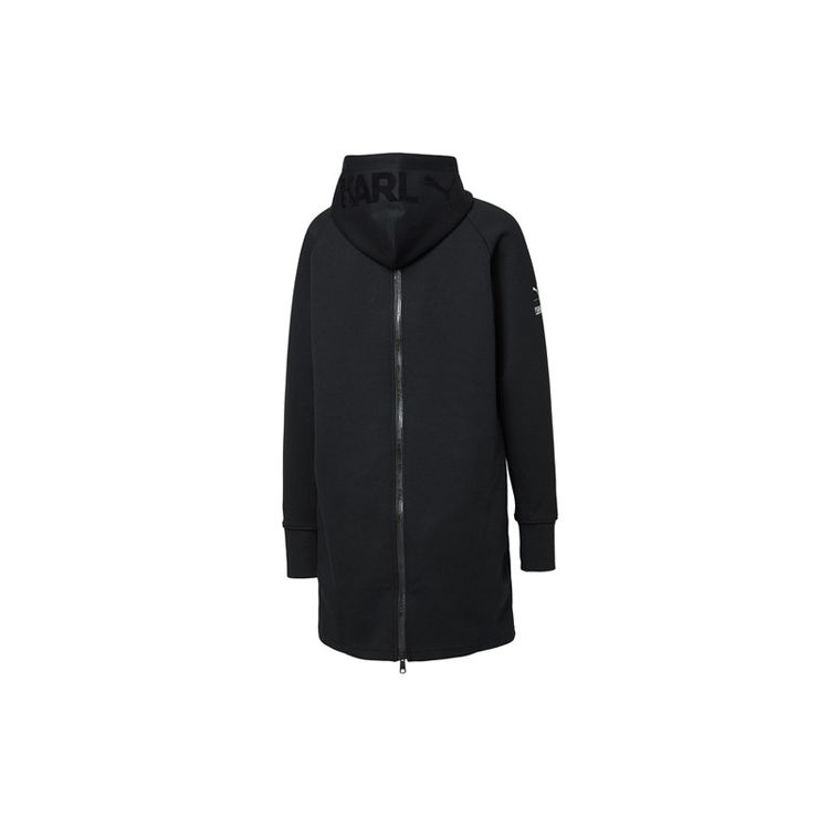 Puma Zip-Up Hoodie With Extended Length Women Tops Black 595571-01