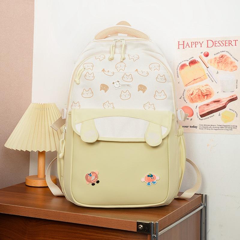 New High-value, Fresh and Sweet, Contrasting Color Splicing Backpack, Lightweight and Simple Backpack for Junior High School Students