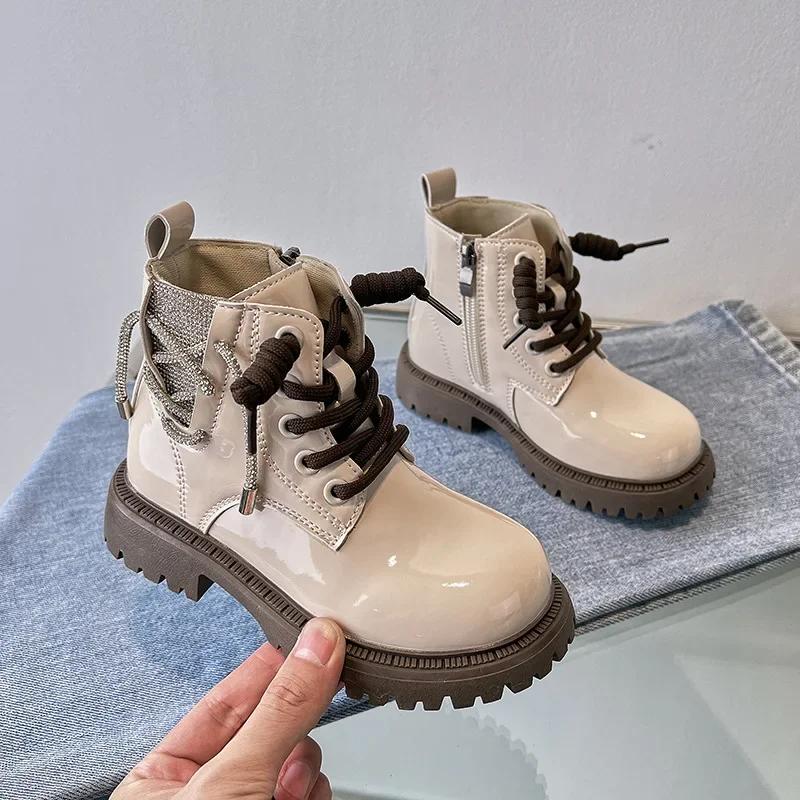2024 Children Short Boots for Girl Autumn New Fashion Korean Style Soft Bottom Anti-slippery Chic Versatile Casual Leather Shoes