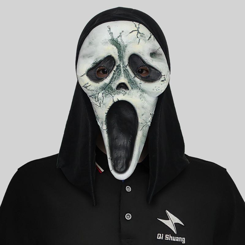 Furchteinflößender Schrei Rissige Maske Halloween Kostüm Horror Party Gesichtsbedeckung Accessoire