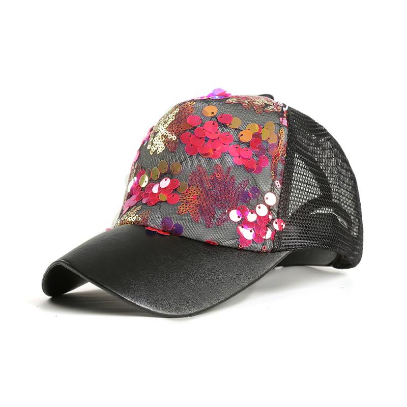 Multicolored Sequins Stitching Diy Baseball Cap Mesh Gauze Cap Sunscreen Hat