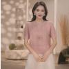 Summer 2026 Elegant Women's Mulberry Silk Tencel Knit Hollow Round Neck Pullover Top