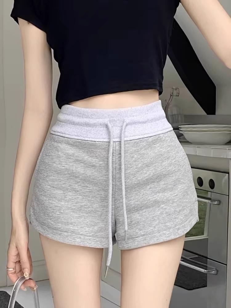 

Женские серые спортивные шорты А-силуэта с высокой посадкой - Утягивающие Повседневные Осень 2024 S серый