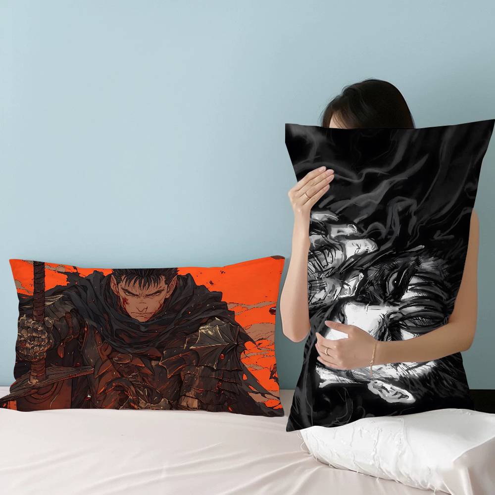 Classic Dark Anime B-Berserk Pillow Towel Made Of Polyester Non-slip Cartoon Style Breathable Washable Pillowcase For Home Use