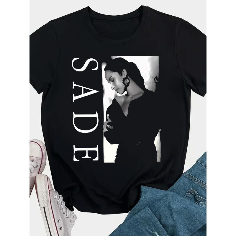 

European Size Womens Black White Geometric Print T Shirt Pure Cotton Soft Breathable Loose Fit Round Neck Minimalist Casual Chic Spring Summer 4XL