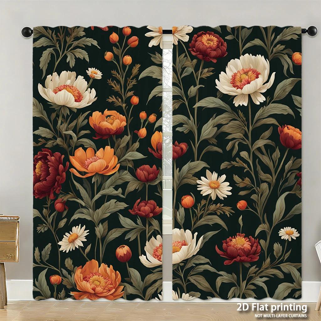 Piece Set High Definition Digital Printed Curtainsautumncolorfulsquirrelwithmapleleavespineconesforeststylehome Decoration Curtain Polyester Washable
