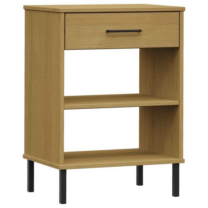 VidaXL Console Cabinet with Metal Legs Brown Solid Pine Wood OSLO, Furniture, Hallway Furniture, Hall Furniture 351000