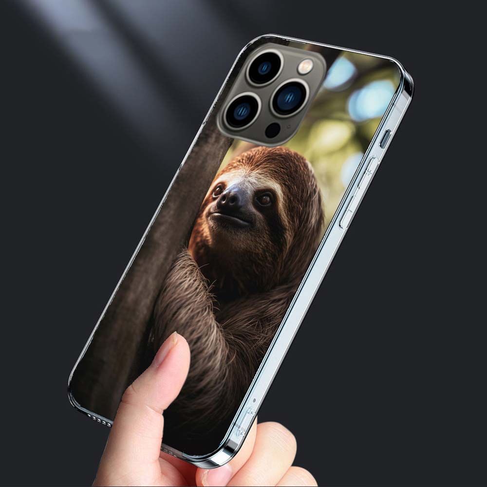 Cute Sloth Phone Case For Iphone 16E 15 Pro 14 Plus 17E 16 17 Pro Max Air 11 12 13 Mini Shockproof Capa Cute Cover TPU Clear