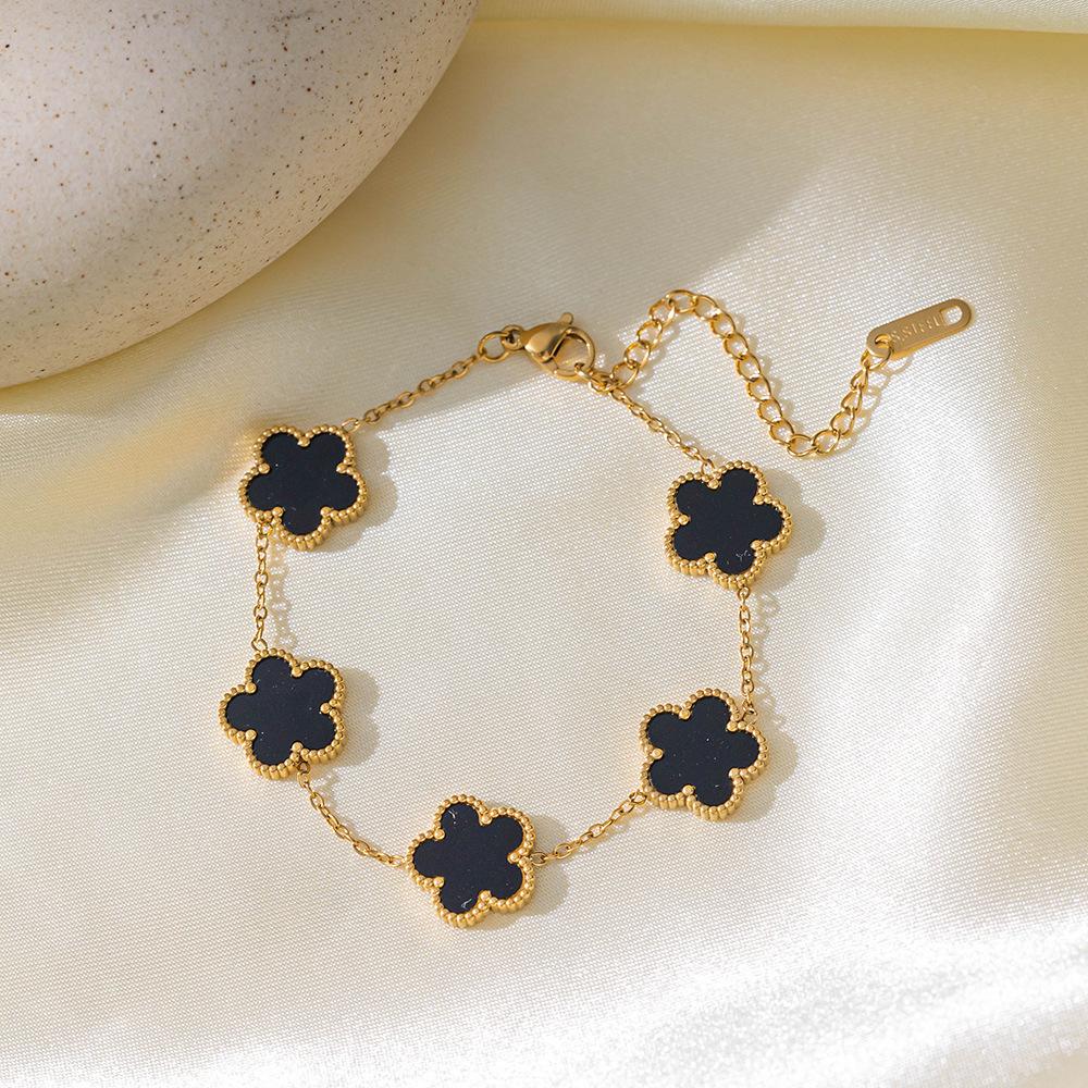 Hot-selling five-leaf flower five-flower double-sided petal bracelet fashion versatile trend jewelry women