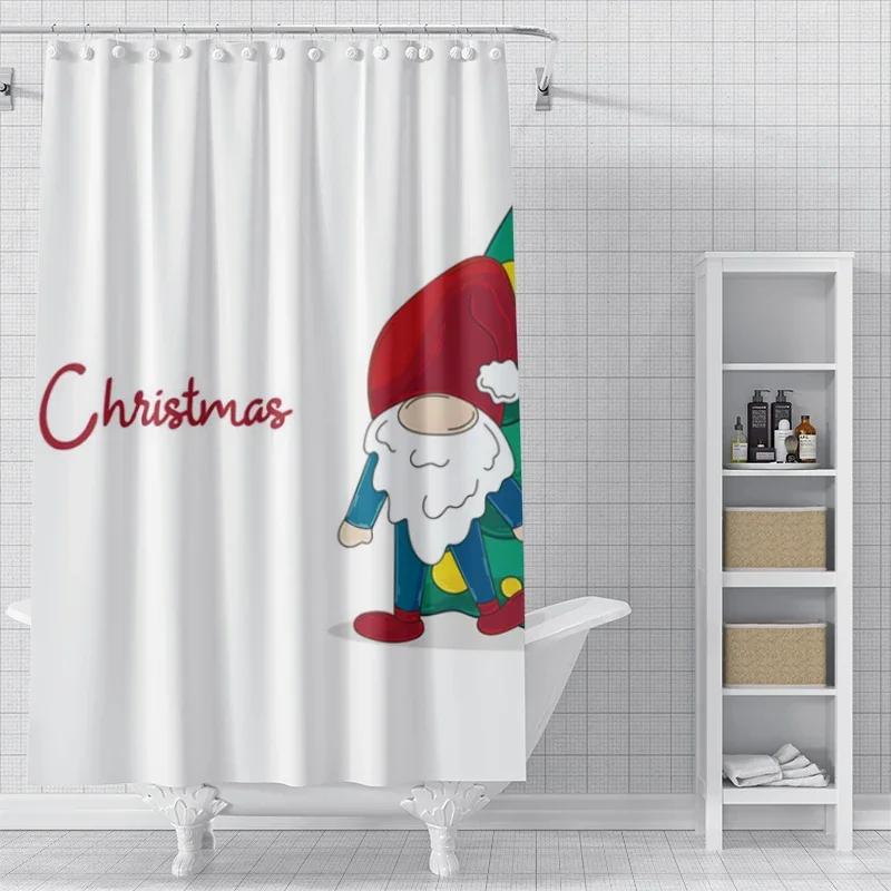 Home Decoration Shower Curtains For Bathroom Waterproof Curtain Fabric Modern Nordic Style Living Room Merry Christmas Winter