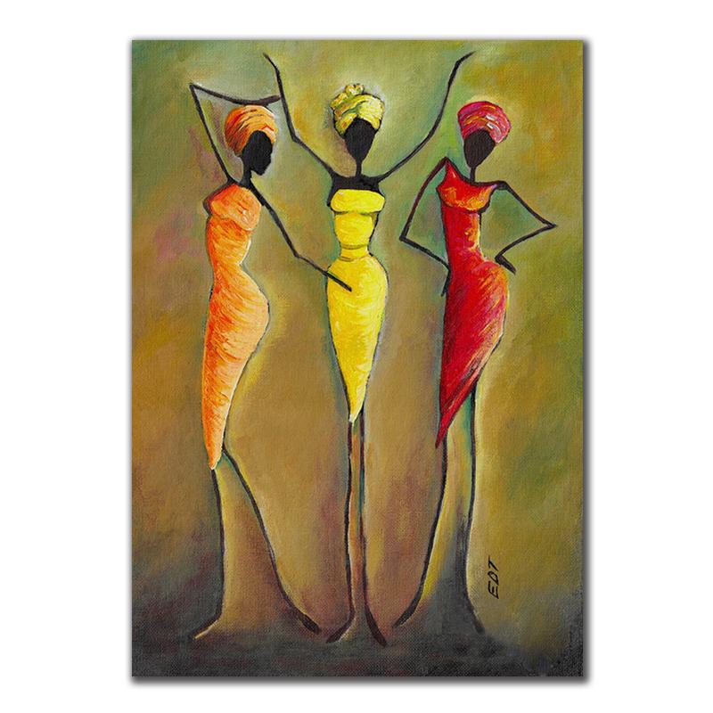 Klassische Vintage Drei Afrikanische Frauen Leinwand Gemälde Abstrakte Poster Drucke Wand Kunst Bild für Wohnzimmer Wand Dekor Cuadros