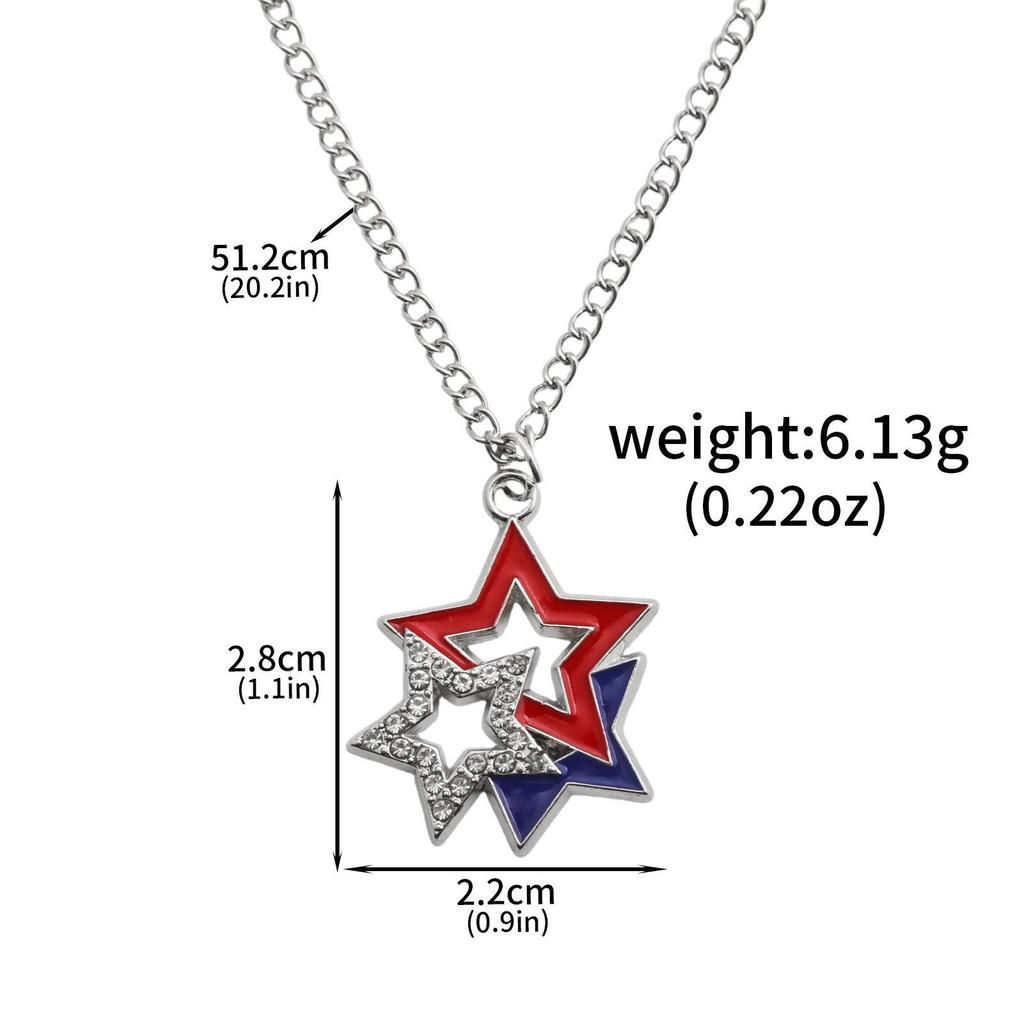 Popular US Flag Star Heart Earrings and Pendant Set