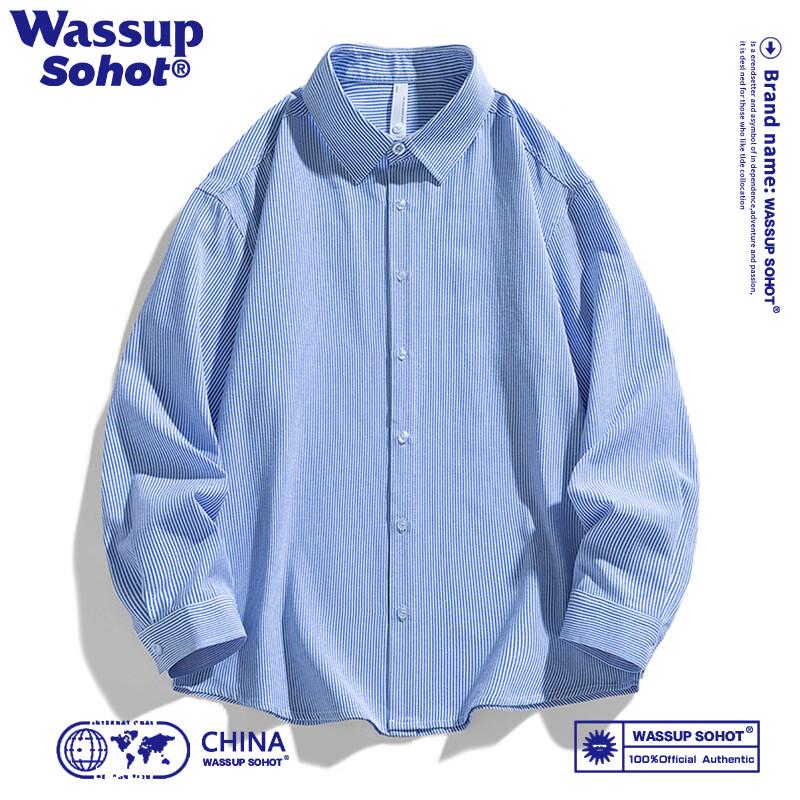 Wassup Sohot Men s Retro Striped Long-Sleeve Shirt L