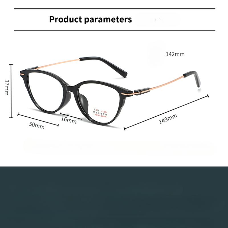 Fashionable Women Cat Eye Frosted Round Presbyopia Glasses Anti Blue Light Optical Eyeglasses 0 TO +4 0