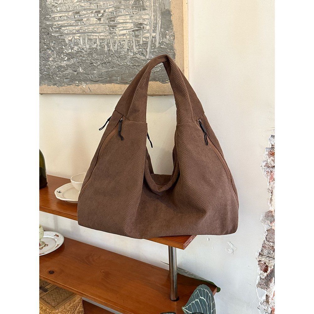 

Casual corduroy women Shoulder bags Large capacity shopping bags for female big Totes Simple lady handbag Axillary bags bolsa коричневый