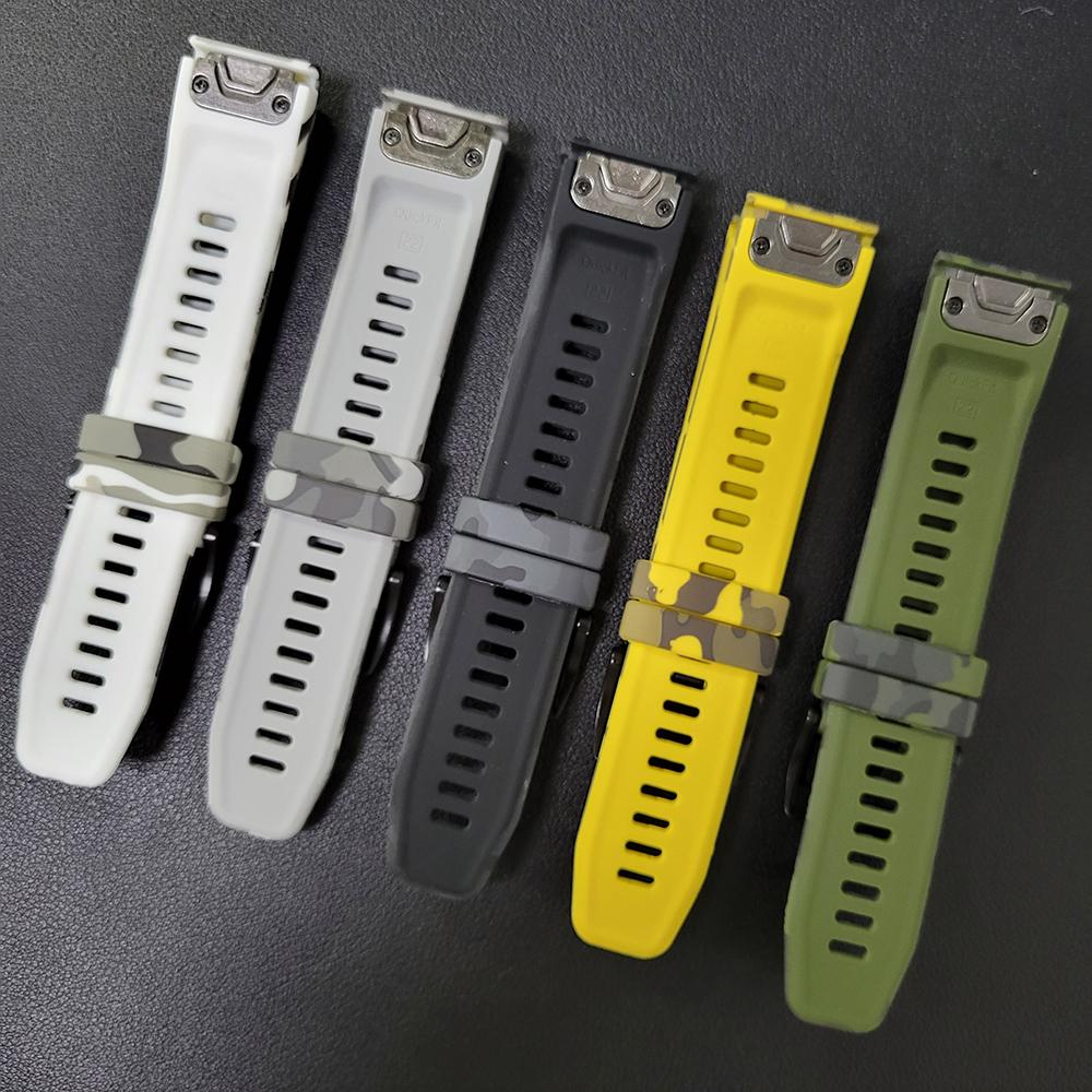 22/26mm Camouflage Silikon Uhrenarmband für Garmin Fenix 8 Pro E 8 7X 7/Instinct 2x/Tactix 8 7X/Forerunner 970 965 Uhrenarmbänder