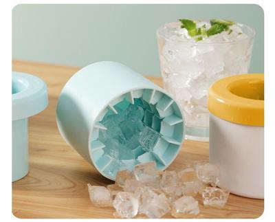 Silicone Ice Cube Molds, Cylinder Ice Cube Maker Cup,Easy Release Ice Cup,Holds To 60 Ice Cubes Portable Ice Bucket Mold