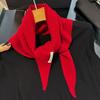 British Korean Triangle Scarf Niche 100% Wool Triangular Scarf Women Headscarf Knitted Scarf Multi-functional Warm Knitted Scarf