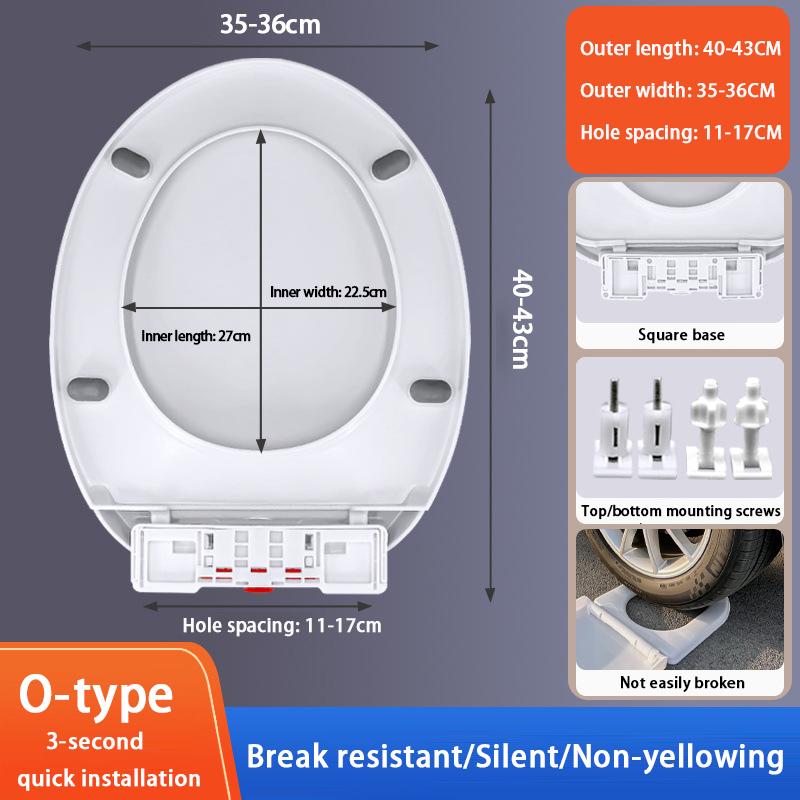 [Installiert in 1 Sekunde] Verdickter, bruchsicherer Toilettensitz, kompatibel mit allen Marken, U/V/O-förmigen Toilettensitzen
