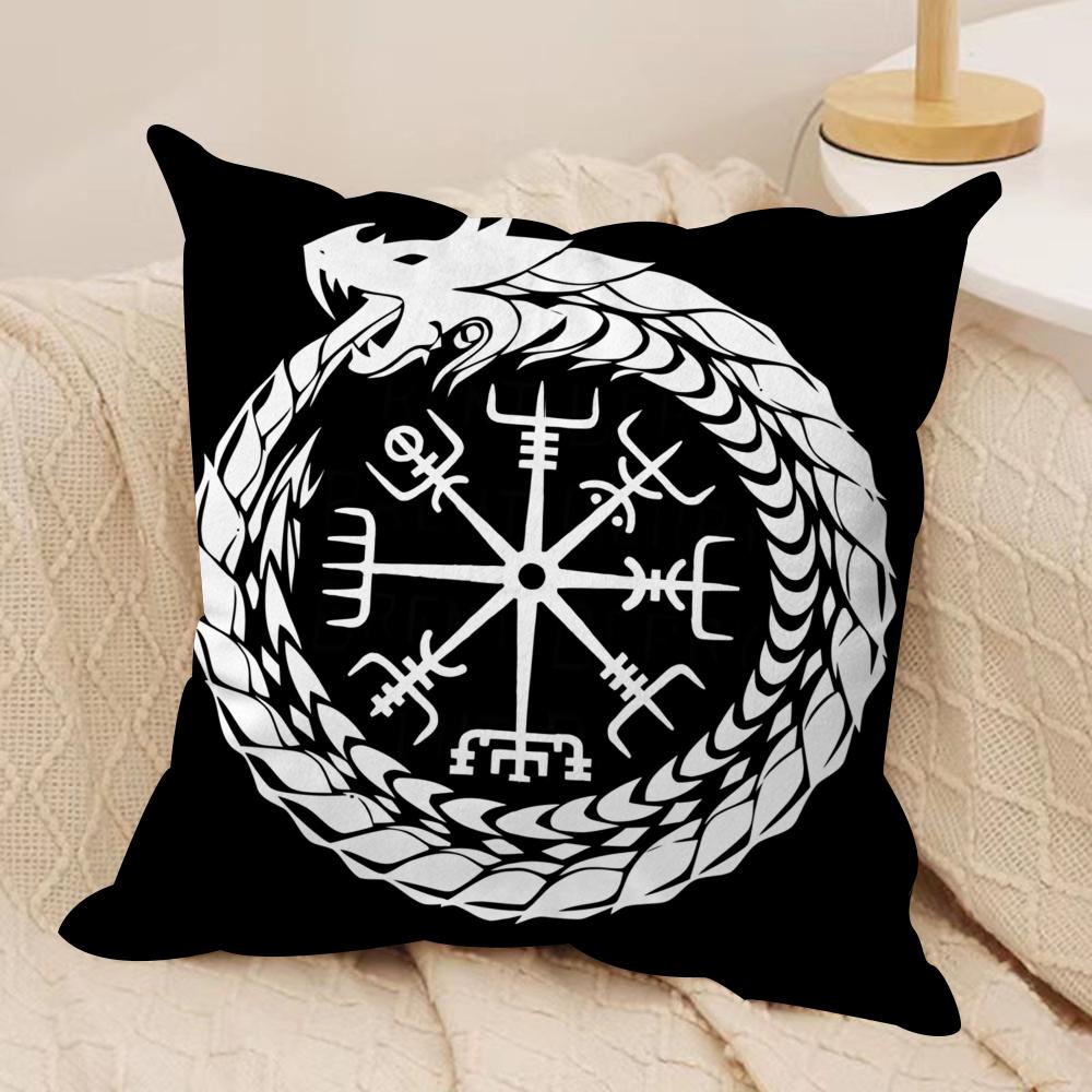 Pattern VVikingS AAmuletS Cushion Cover Short plush Doublesided Print Square Throw Pillow Covers Sofa Home Cushion Decor