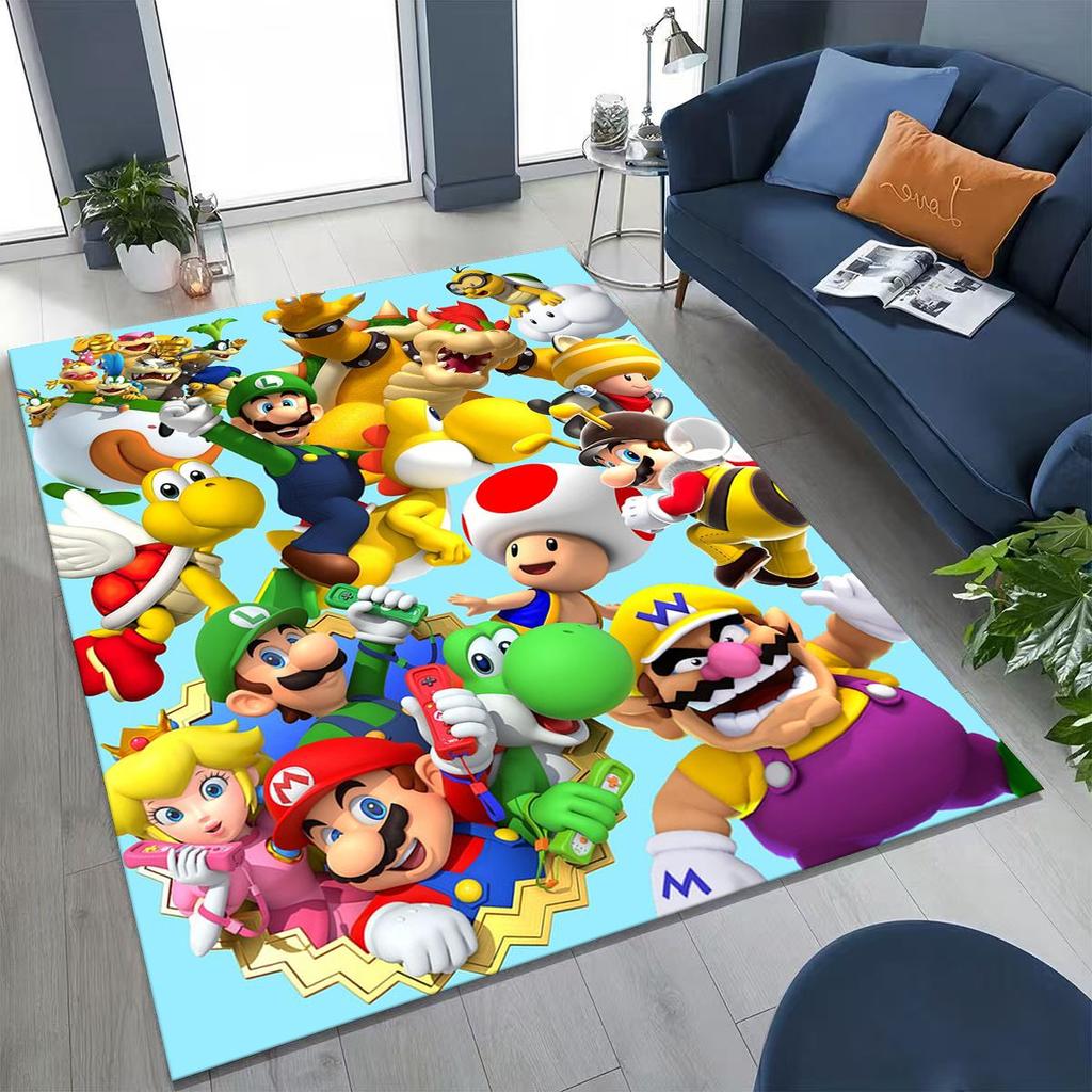 2026 New Retro Mario Cartoon Gift Rug for Bedroom Living Room Sofa Home Doormat Decor, Large Kids Play Non-slip Floor Mat