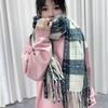 Mohair Winter Cashmere Scarves Tassel Long Shawl Retro Plaid Wool Scarf  Girl