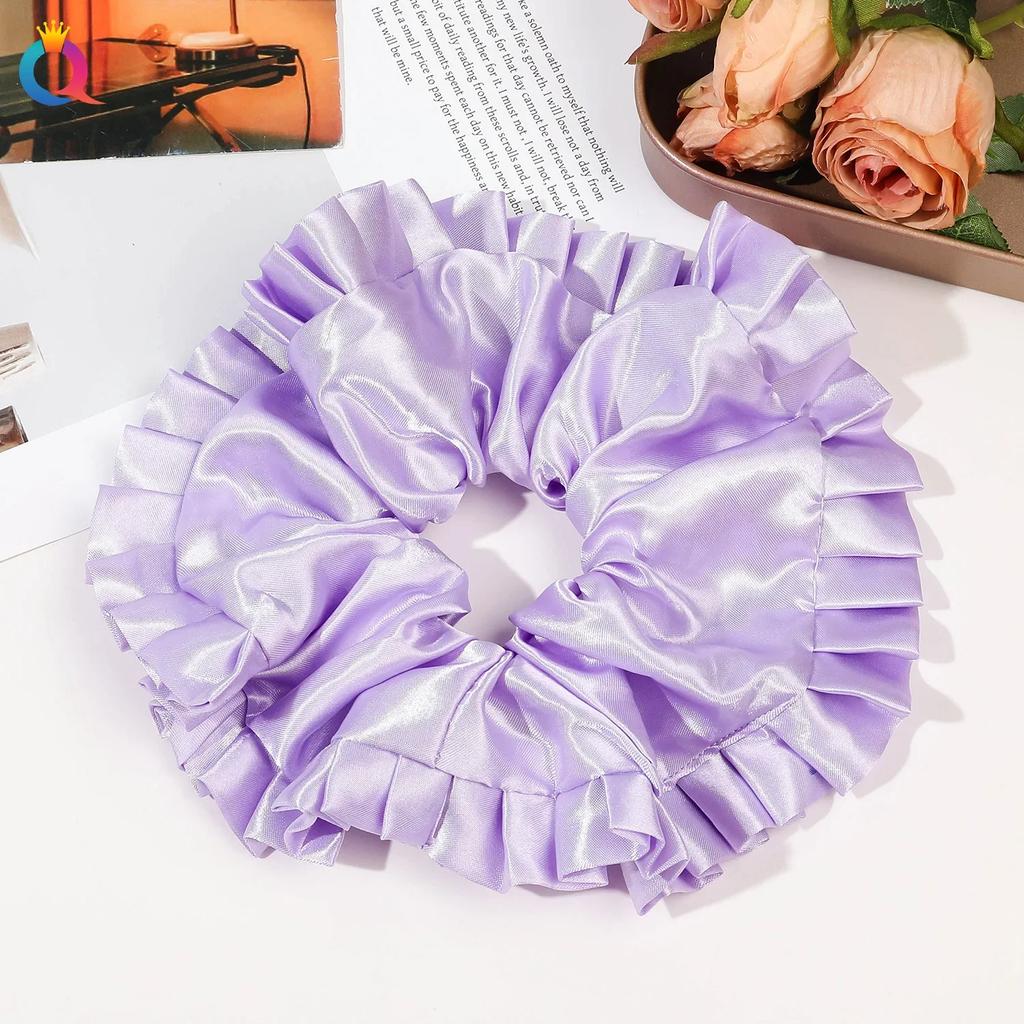 Ins Oversized Satin Scrunchies French Romantic Elastic Hair Bands Ponytail Holder Hair Rope Ties Women Girls Hair Accessories