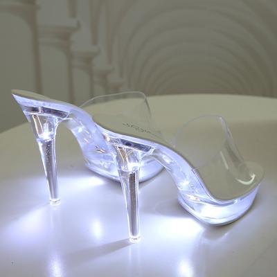 Dámské led podsvícené sandály s průhledným podpatkem 13CM LUMINOUS SLIPPERS LFD-1099