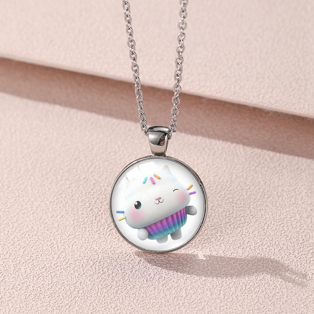 Gabby's Dollhouse Geometric Alloy Necklace With Colorful Gemstone Pendant For All Styles