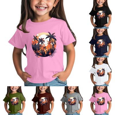 Children's Fashion Daily Printed Round Neck Short Sleeved Casual T-shirt Top