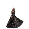Sexy Deep V Sleeveless Embroidered Ball Gown with Slim Backless Design