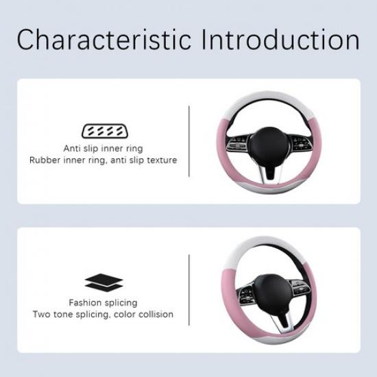 Steering Wheel Cover, Microfiber Leather Vehicle Steering Wheel Protector Pink