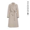 ELLASSAY Women's 2025 Autumn/Winter Merino Wool Classic Double-Breasted Long Coat