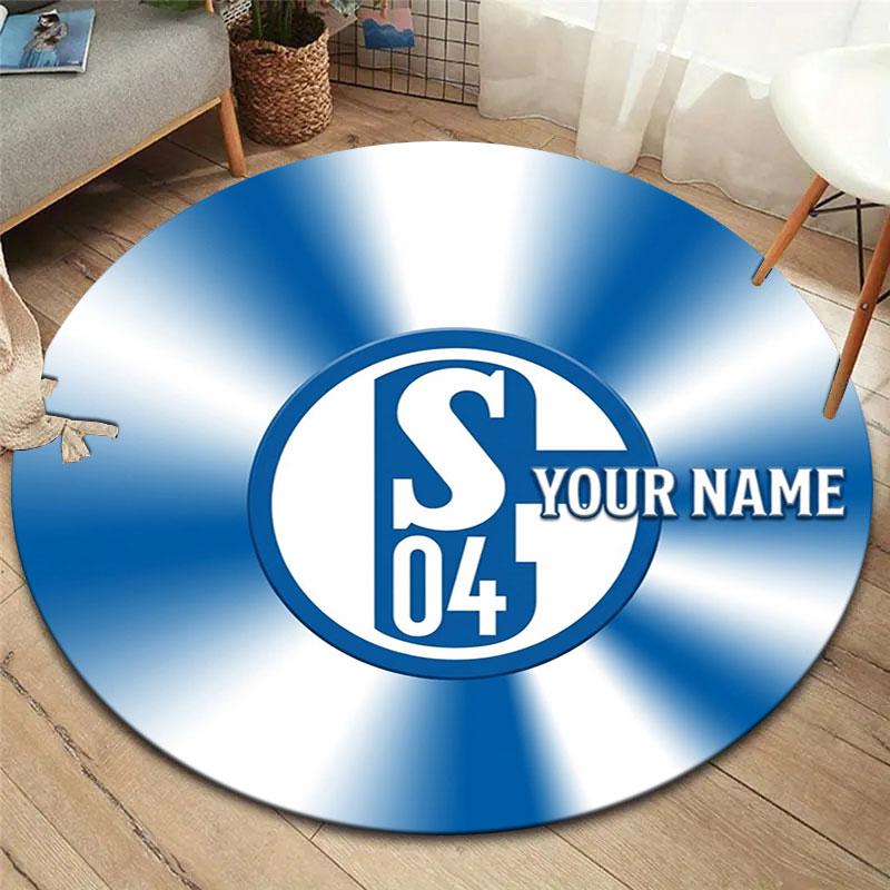 FC Schalke 04 Custom Name Round Area Rug,Carpet Rug for Living Room Bedroom Sofa Playroom Decor,Non-slip Floor Mat