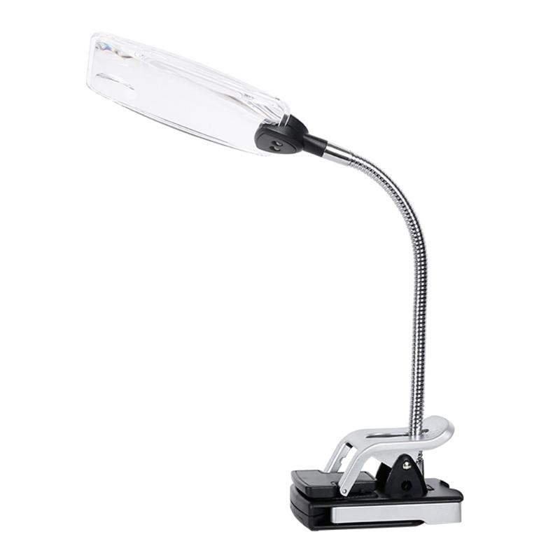 Pro Flexible Hands Free LED Magnifying Glass Desk Lamp Bright LED Illuminated Magnifier with Clamp for Reading