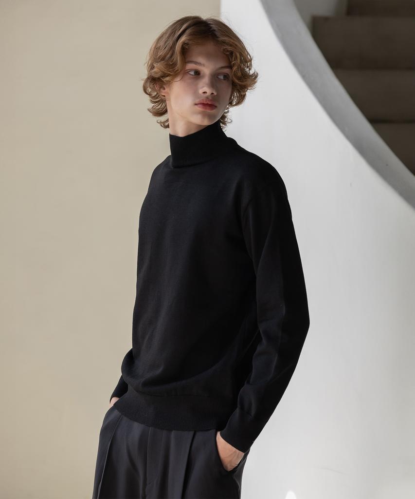 Dekkoloso Mode Herashi Half-Neck Knit [Black]