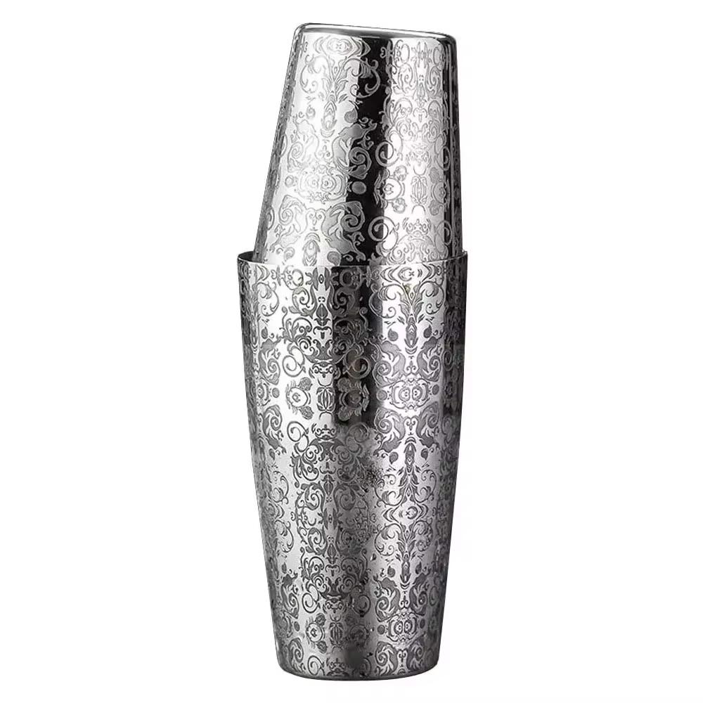 Etched Boston Cocktail Shaker Bar Tins Stainless Steel Bartender Kit Engraved Mixing Shaker Set Bar Tools