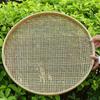 Large Handmade Bamboo Winnowing Basket: Round, Perforated Drying Sieve & Decorative Plaque