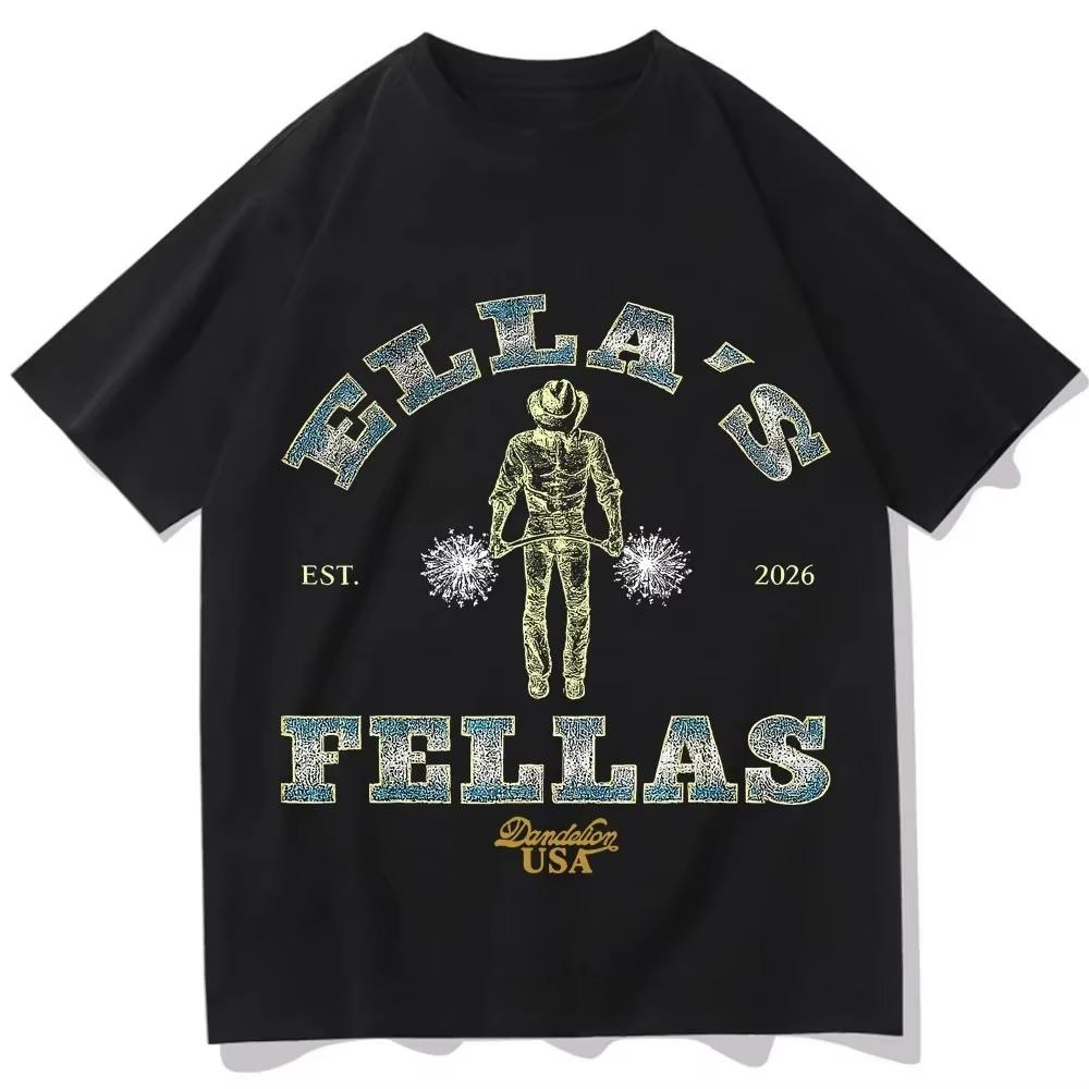 Летняя Мода Модный Винтажный Топ Ella Langley Ella Fellas Футболка Мужская Женская Короткий Рукав Круглый Вырез Повседневная Рубашка S