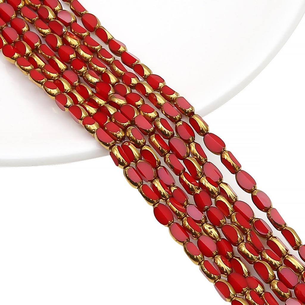 Oval Faceted Gold-Edged Glass Crystal Rice Beads for Jewelry Making